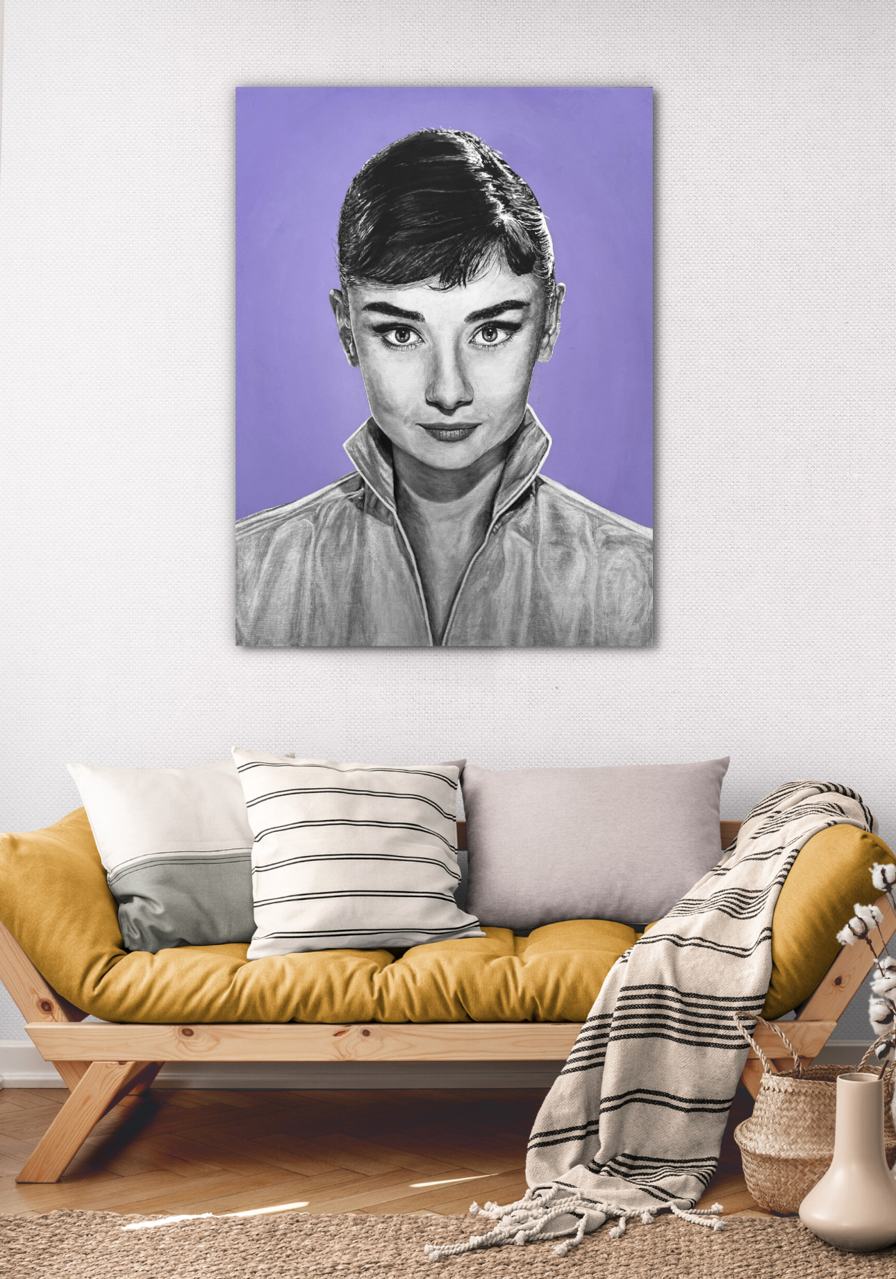 audrey hepburn akasha cult original portrait painting artwork uk bristol based artist silver and black on wood lifestyle
