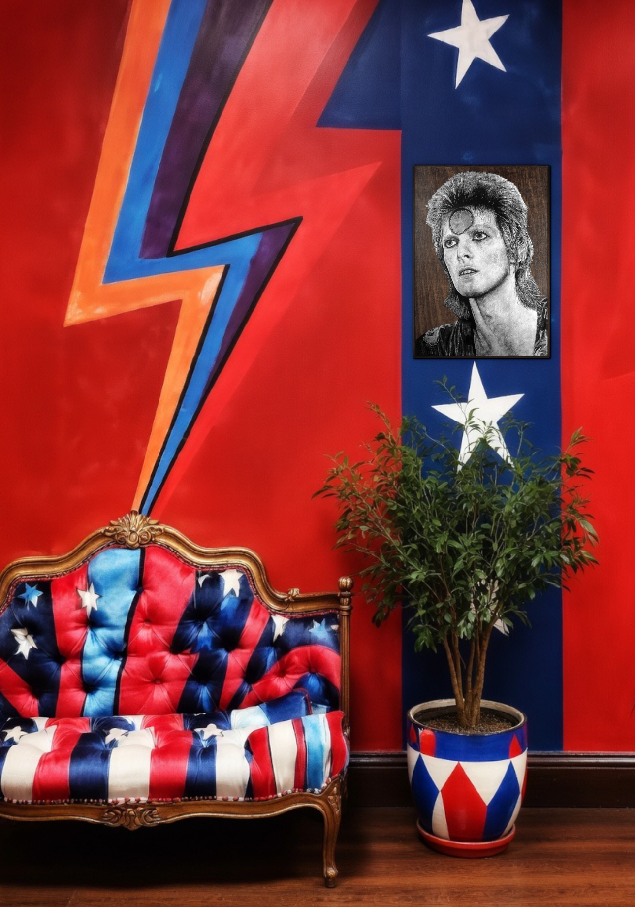 david bowie akasha cult original portrait painting artwork uk bristol based artist silver and black on wood lifestyle