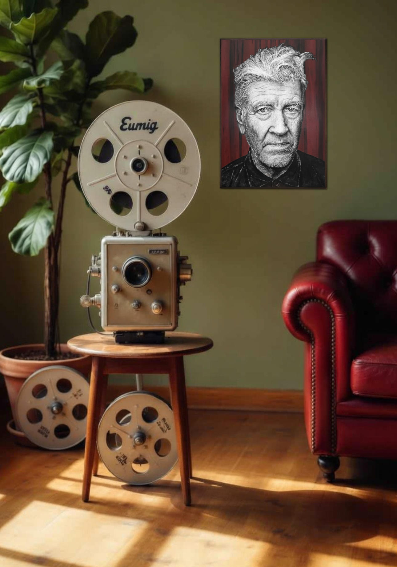 david lynch akasha cult original portrait painting artwork uk bristol based artist silver and black on wood lifestyle