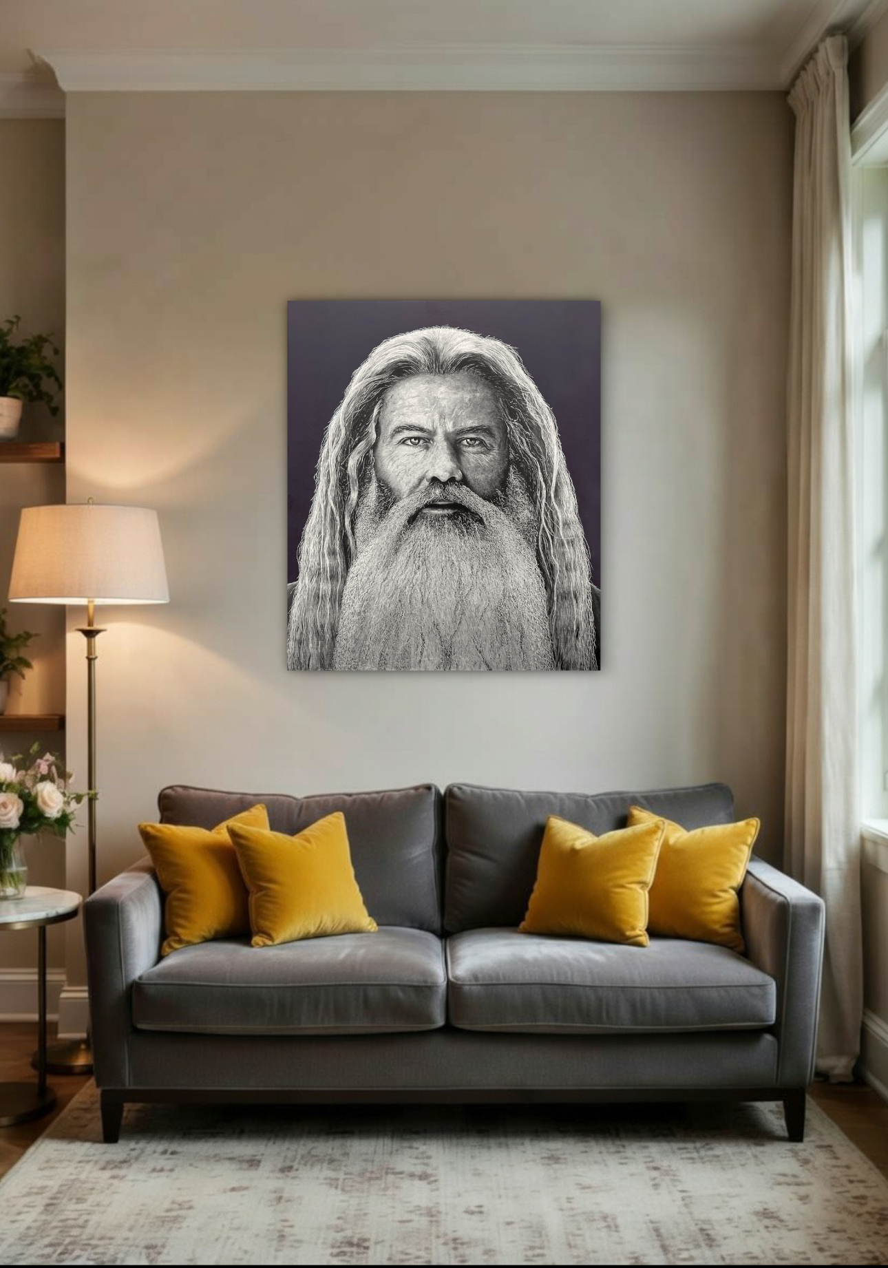 father yod akasha cult original portrait painting artwork uk bristol based artist silver and black on wood lifestyle
