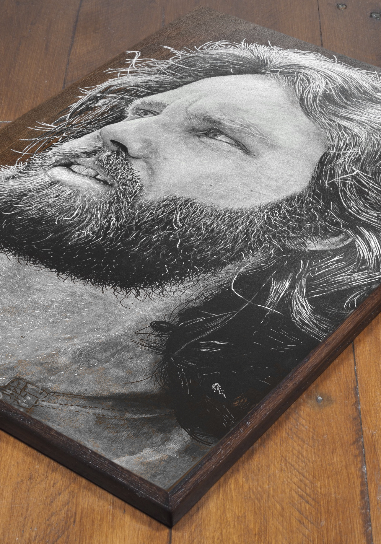 jim morrison akasha cult original portrait painting artwork uk bristol based artist silver and black on wood