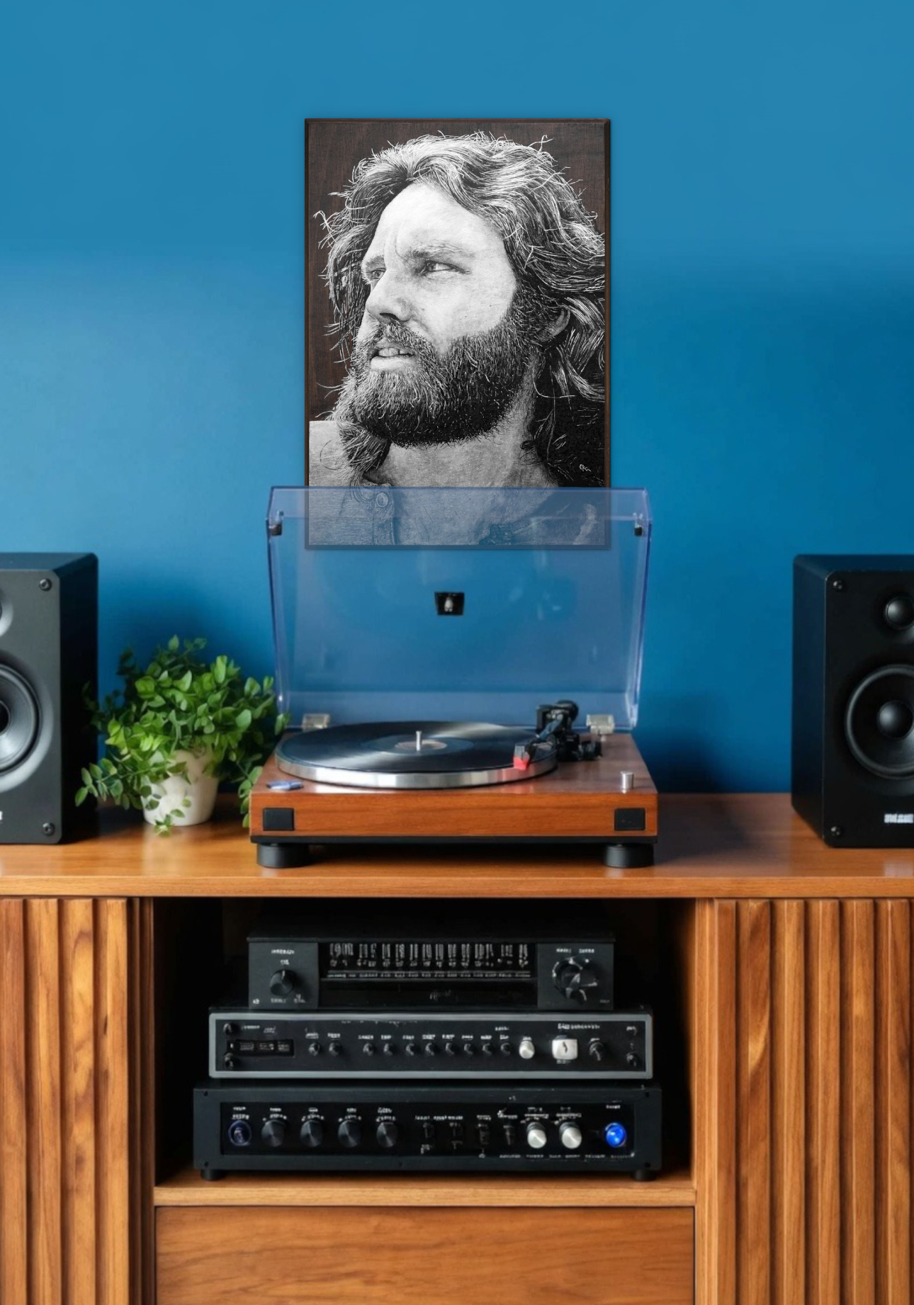 jim morrison akasha cult original portrait painting artwork uk bristol based artist silver and black on wood lifestyle
