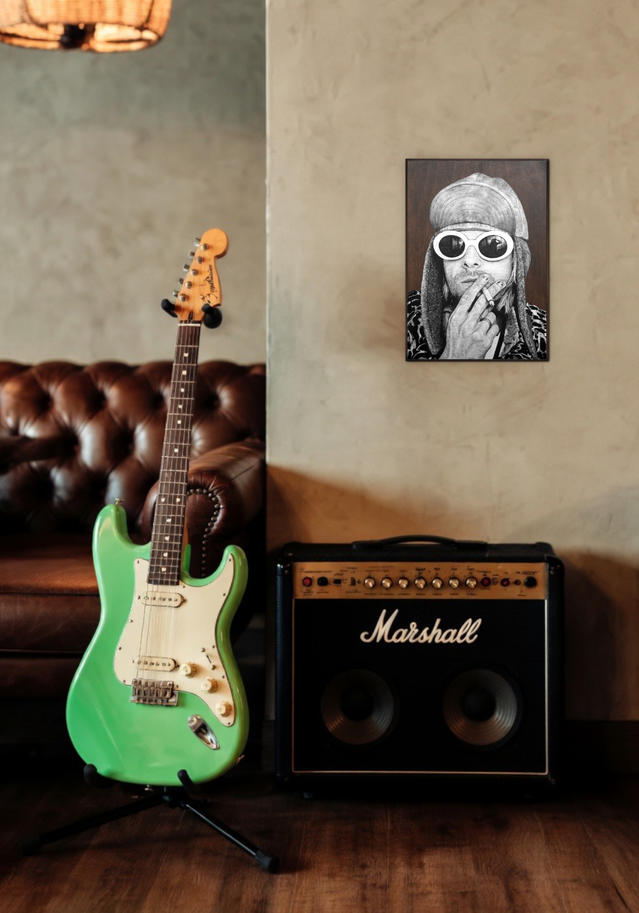 kurt cobain akasha cult original portrait painting artwork uk bristol based artist silver and black on wood lifestyle