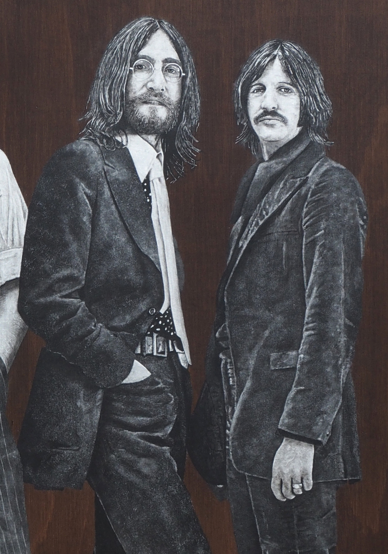 the beatles akasha cult original portrait painting artwork uk bristol based artist silver and black on wood