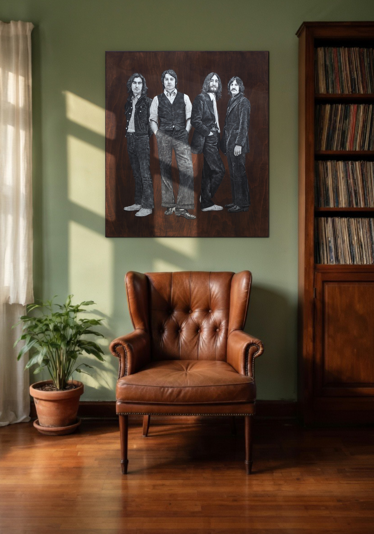 the beatles akasha cult original portrait painting artwork uk bristol based artist silver and black on wood lifestyle